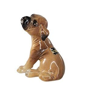 Vintage Hagen Renaker 1955 Duke Boxer Puppy Dog Figurine Partial Label